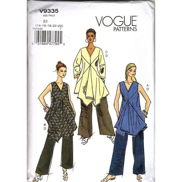 Vogue V9335 Misses 14 to 22 Tunic and Pants Uncut Sewing Pattern - Picture 1 of 2
